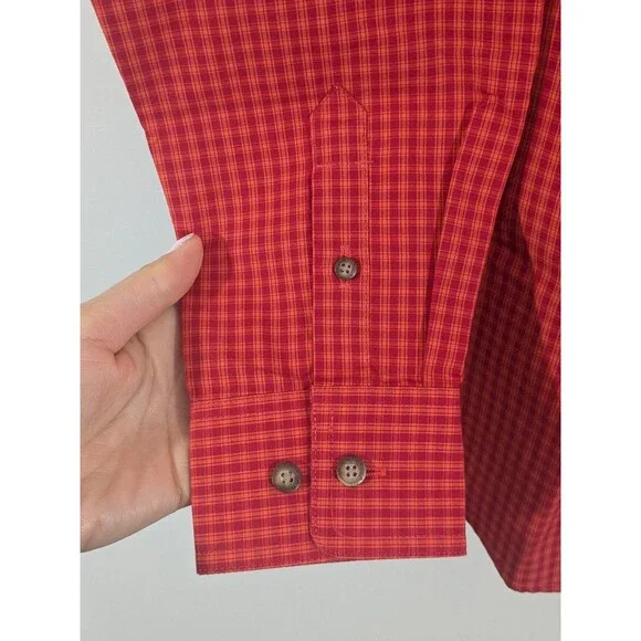Ariat Boys Teen Pro Series Plaid Red Button Down Shirt Cowboy Western Sz XL (18) - Picture 5 of 10